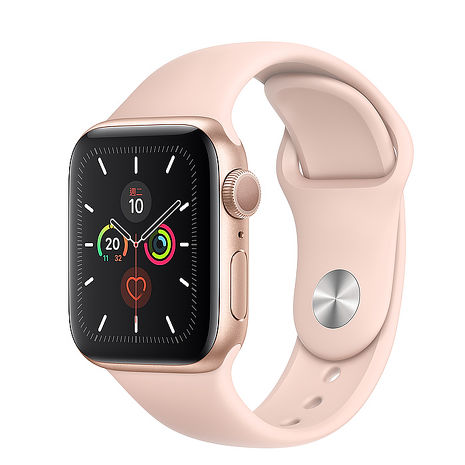 Apple Watch Series 5 GPS 版 44mm 金色鋁金屬錶殼配淺粉紅色運動錶帶 (MWVE2TA/A)